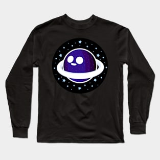 Adorable Smiling Saturn - Midnight and Ivory Long Sleeve T-Shirt